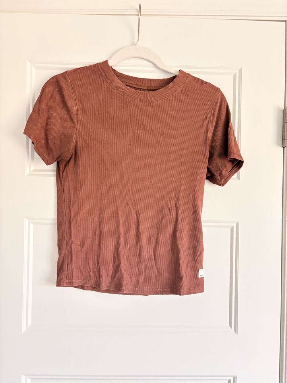Vuori Pose ribbed Tshirt, brown, size medium